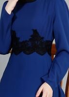 Vêtements hijab BLEU MARINE T 2108 Tuay Küpür Detaylı Abiye