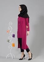 Vêtements hijab FUCHSIA T 2207 Tuay Kuyruklu Kolyeli Tunik