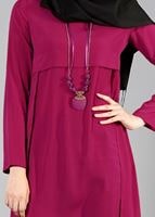 Vêtements hijab FUCHSIA T 2207 Tuay Kuyruklu Kolyeli Tunik