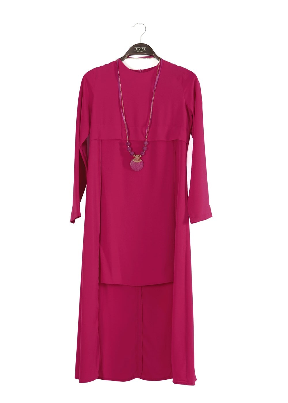 Vêtements hijab FUCHSIA T 2207 Tuay Kuyruklu Kolyeli Tunik