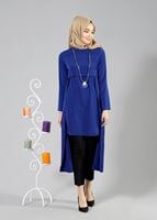 Tesettür giyim LACİVERT T 2207 Tuay Kuyruklu Kolyeli Tunik