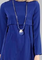 Tesettür giyim LACİVERT T 2207 Tuay Kuyruklu Kolyeli Tunik