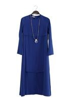 Tesettür giyim LACİVERT T 2207 Tuay Kuyruklu Kolyeli Tunik