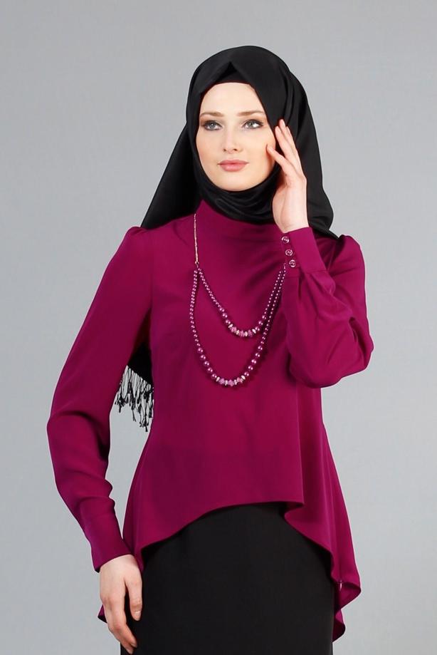 Hijab clothing  T 7043 Tuay İnci Kolyeli Bluz - TRENDTESETTÜR