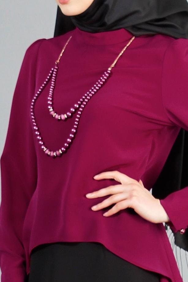 Hijab clothing  T 7043 Tuay İnci Kolyeli Bluz - TRENDTESETTÜR