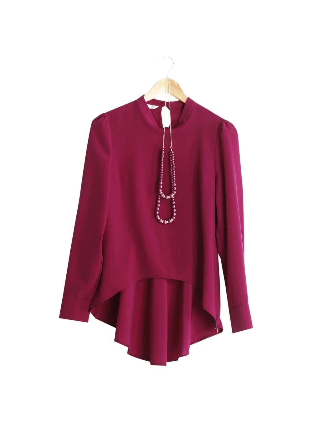 Hijab clothing PURPLE T 7043 Tuay İnci Kolyeli Bluz