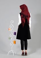 Tesettür giyim SİYAH T 7109 Tuay Piliseli Cepli Yelek