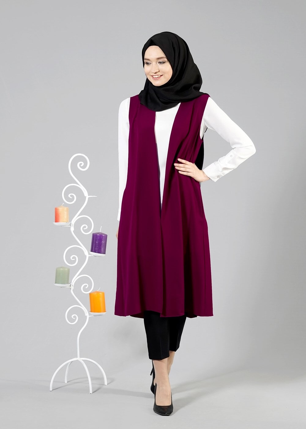 Vêtements hijab FUCHSIA T 7109 Tuay Piliseli Cepli Yelek