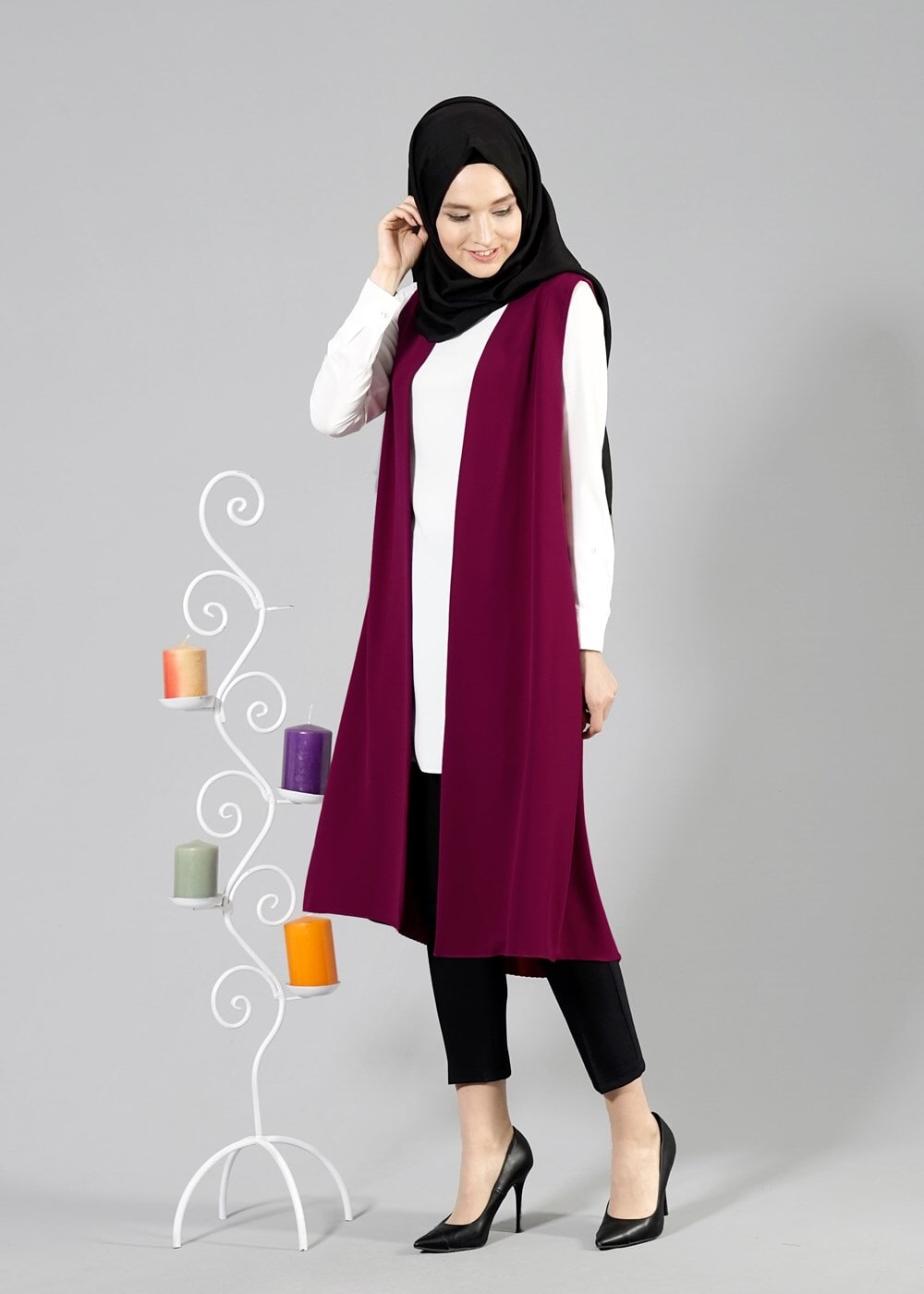 Vêtements hijab FUCHSIA T 7109 Tuay Piliseli Cepli Yelek