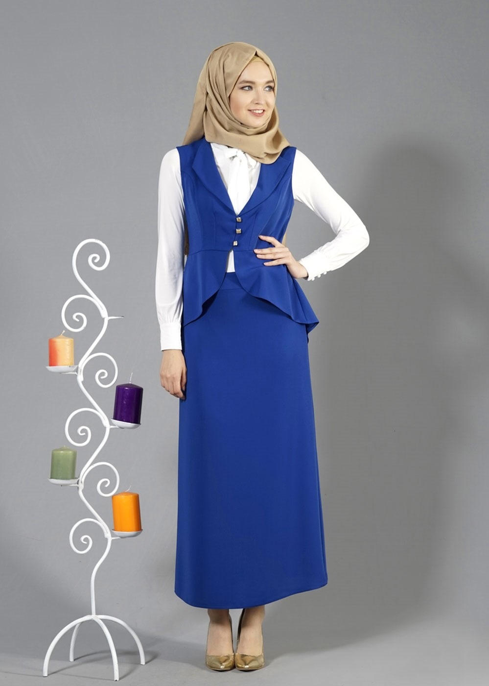 Vêtements hijab BLEU MARINE T 7114 Tuay 2′li Kombinli Takım