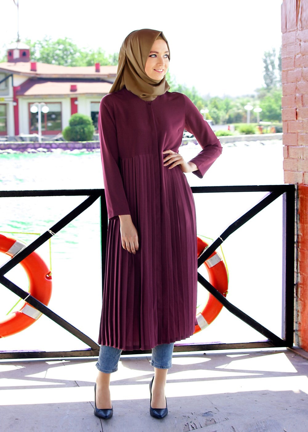 Vêtements hijab FUCHSIA T 7117 Tuay Pile Detaylı Tunik