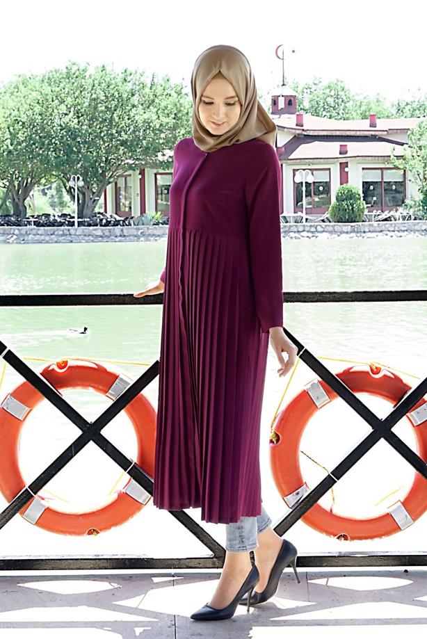 Vêtements hijab  T 7117 Tuay Pile Detaylı Tunik - TRENDTESETTÜR