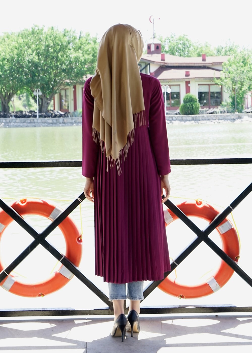 Vêtements hijab FUCHSIA T 7117 Tuay Pile Detaylı Tunik