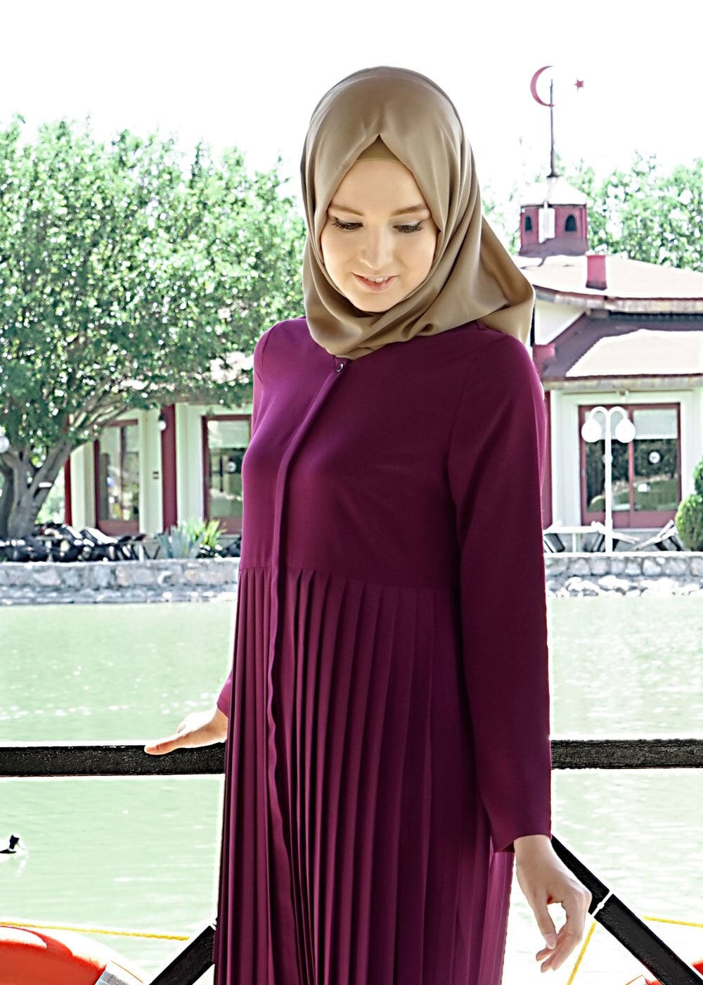 Vêtements hijab FUCHSIA T 7117 Tuay Pile Detaylı Tunik