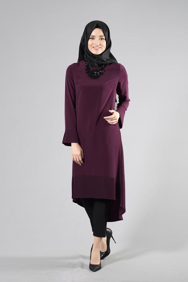 Hijab clothing  T 7118 Tuay Pile Detaylı Kolyeli Tunik - TRENDTESETTÜR