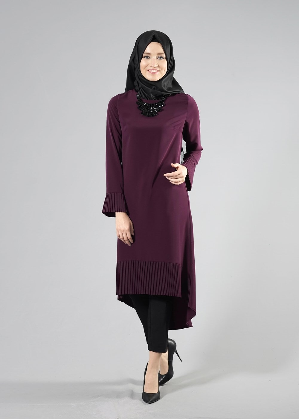 Hijab clothing PLUM T 7118 Tuay Pile Detaylı Kolyeli Tunik