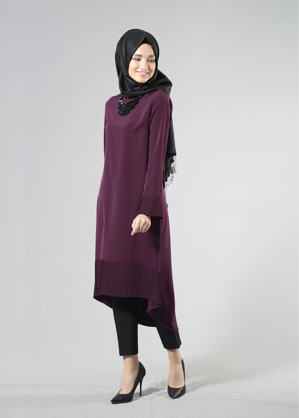 Hijab clothing PLUM T 7118 Tuay Pile Detaylı Kolyeli Tunik