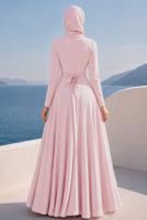 Hijab-Kleidung PULVER ABENDKLEID MIT GÜRTEL T 1788-1