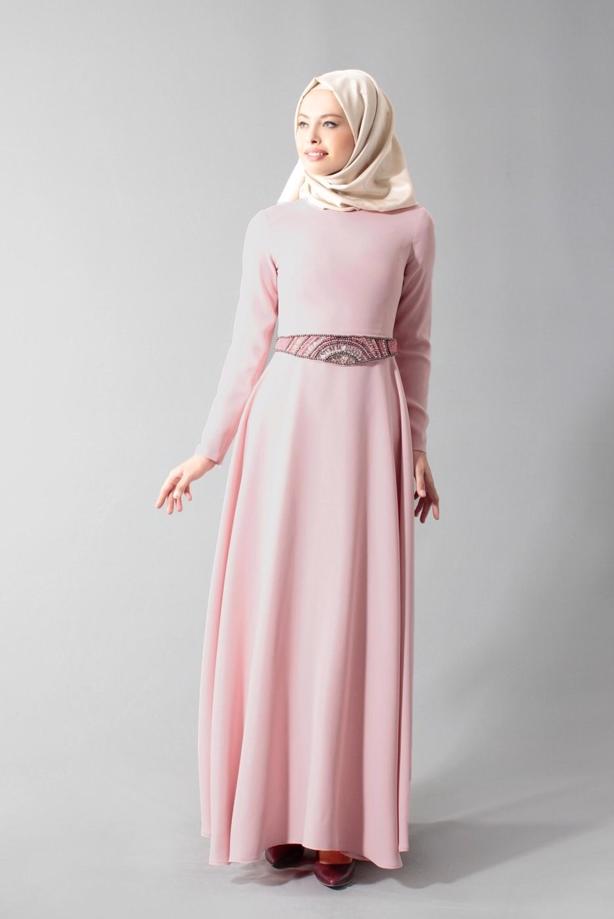Vêtements hijab  T 1788-1 Tuay Kuşağı Boncuk İşlemeli Abiye - TRENDTESETTÜR