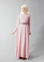 Vêtements hijab POUDRE T 1788-1 Tuay Kuşağı Boncuk İşlemeli Abiye
