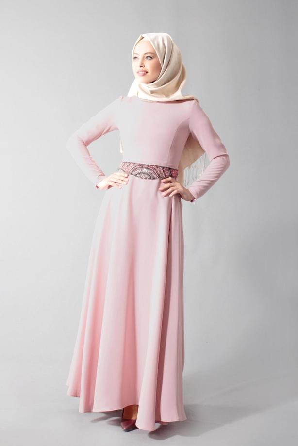 Vêtements hijab  T 1788-1 Tuay Kuşağı Boncuk İşlemeli Abiye - TRENDTESETTÜR