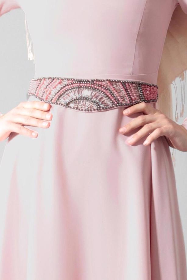 Vêtements hijab  T 1788-1 Tuay Kuşağı Boncuk İşlemeli Abiye - TRENDTESETTÜR