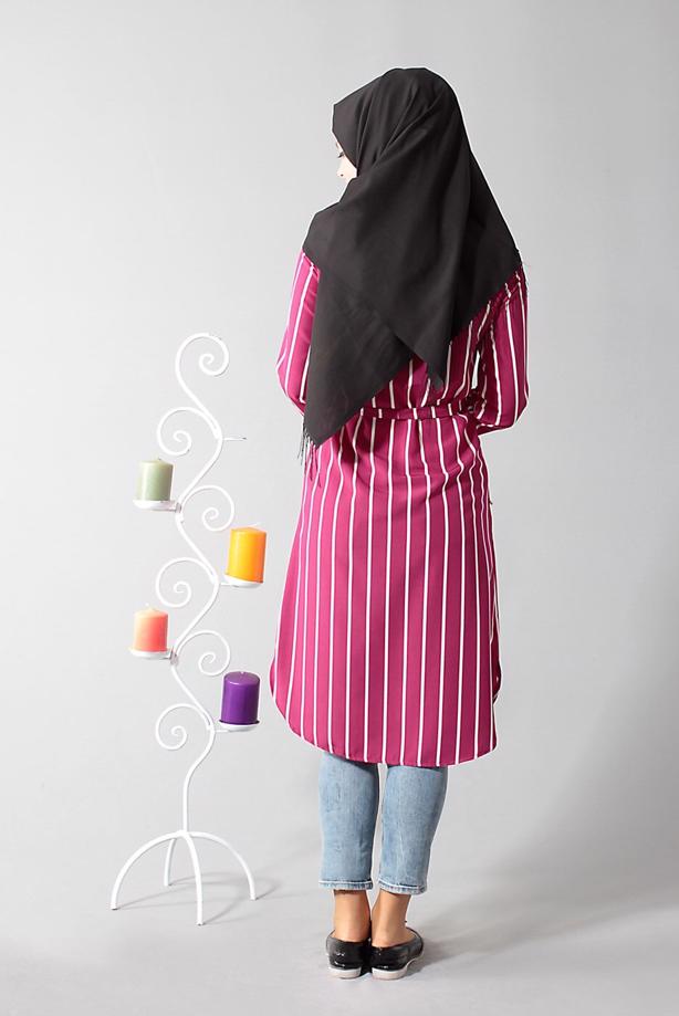 Vêtements hijab  T 0742 Gürbüz Gizli Düğmeli Aksesuarlı Tunik - TRENDTESETTÜR