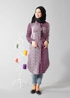 Vêtements hijab PRUNE T 0742-1 Gürbüz Gizli Düğmeli Aksesuarlı Tunik