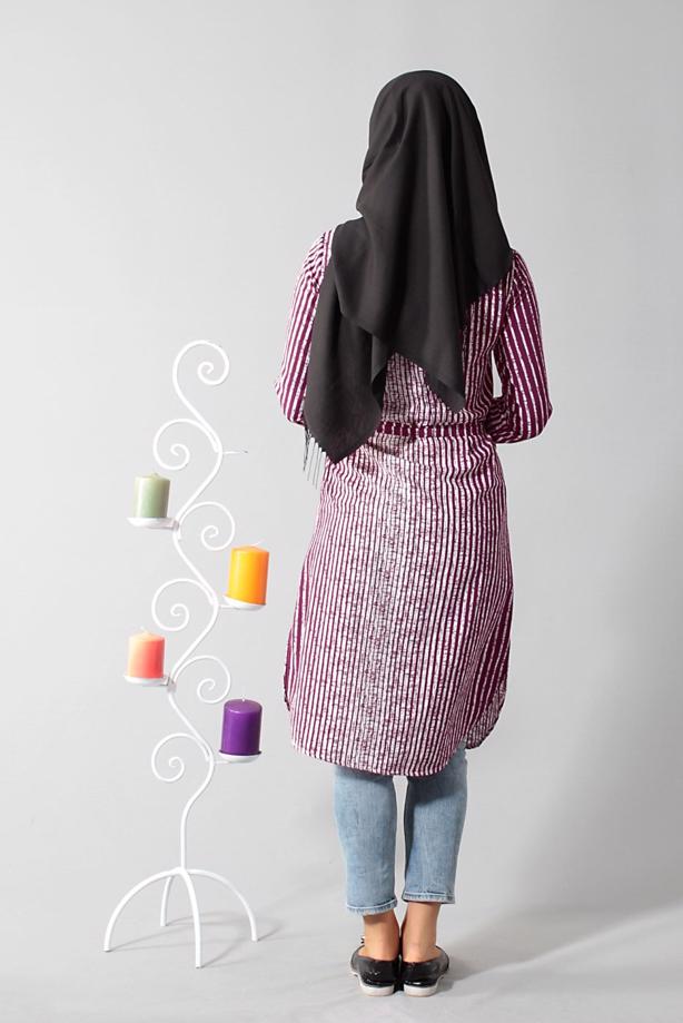 Vêtements hijab  T 0742-1 Gürbüz Gizli Düğmeli Aksesuarlı Tunik - TRENDTESETTÜR