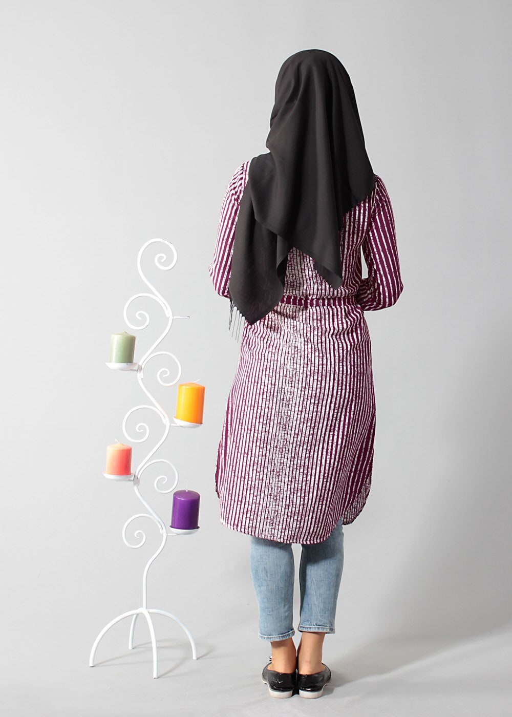 Vêtements hijab PRUNE T 0742-1 Gürbüz Gizli Düğmeli Aksesuarlı Tunik