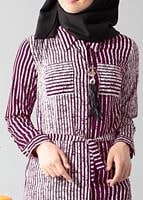 Vêtements hijab PRUNE T 0742-1 Gürbüz Gizli Düğmeli Aksesuarlı Tunik