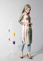 Vêtements hijab POURPRE T 742-2 Gürbüz Çizgi Desenli Tunik