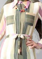 Vêtements hijab POURPRE T 742-2 Gürbüz Çizgi Desenli Tunik