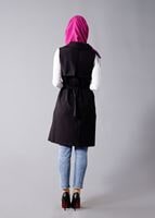 Hijab clothing BLACK T 978 Helly Bel Kuşaklı Tesettür Yelek
