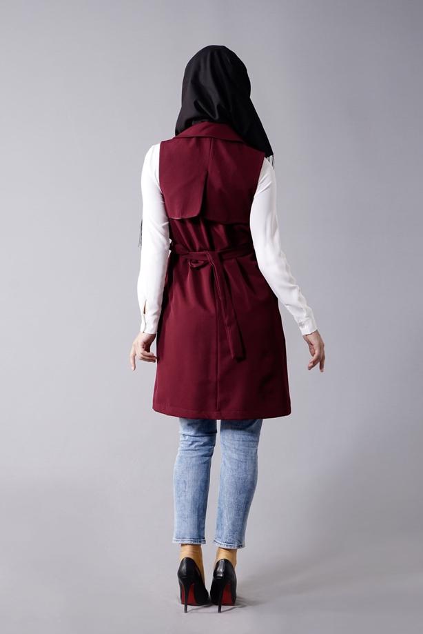 Tesettür giyim  T 978 Helly Bel Kuşaklı Tesettür Yelek - TRENDTESETTÜR