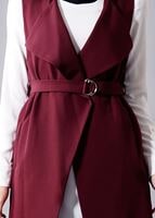 Vêtements hijab ROUGE BORDEAUX T 978 Helly Bel Kuşaklı Tesettür Yelek