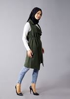 Vêtements hijab KAKI T 978 Helly Bel Kuşaklı Tesettür Yelek