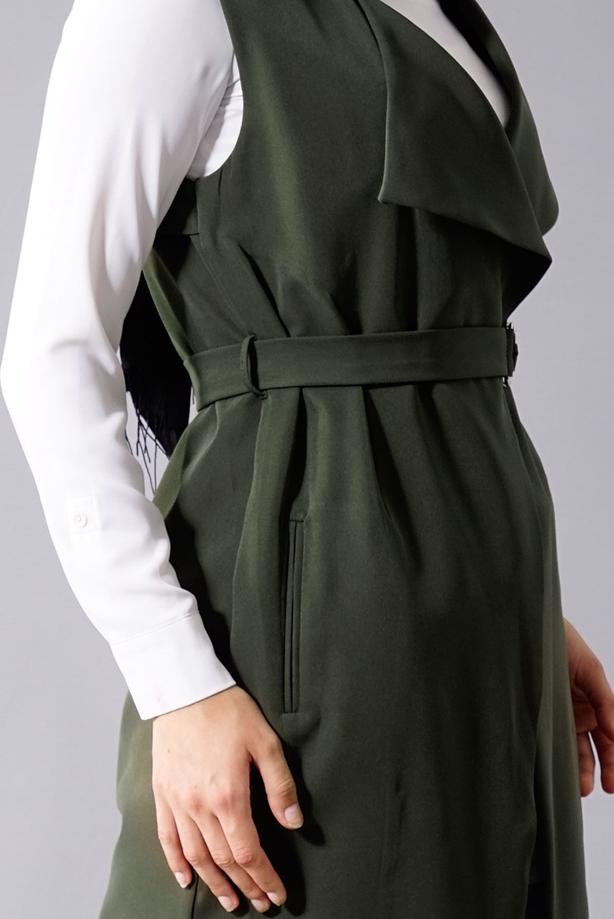 Tesettür giyim  T 978 Helly Bel Kuşaklı Tesettür Yelek - TRENDTESETTÜR