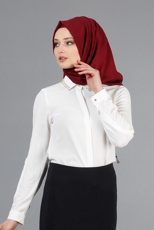 Tesettür giyim  T 2770 Helly Yakası Taş Detaylı Bluz - TRENDTESETTÜR