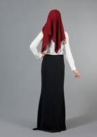 Hijab clothing CREAM T 2770 Helly Yakası Taş Detaylı Bluz