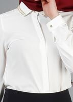 Hijab clothing CREAM T 2770 Helly Yakası Taş Detaylı Bluz