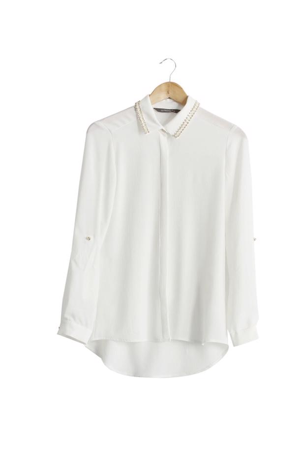 Tesettür giyim  T 2770 Helly Yakası Taş Detaylı Bluz - TRENDTESETTÜR