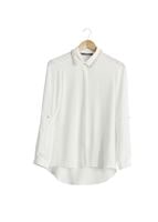 Hijab clothing CREAM T 2770 Helly Yakası Taş Detaylı Bluz