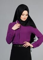 Vêtements hijab POURPRE T 2770 Helly Yakası Taş Detaylı Bluz
