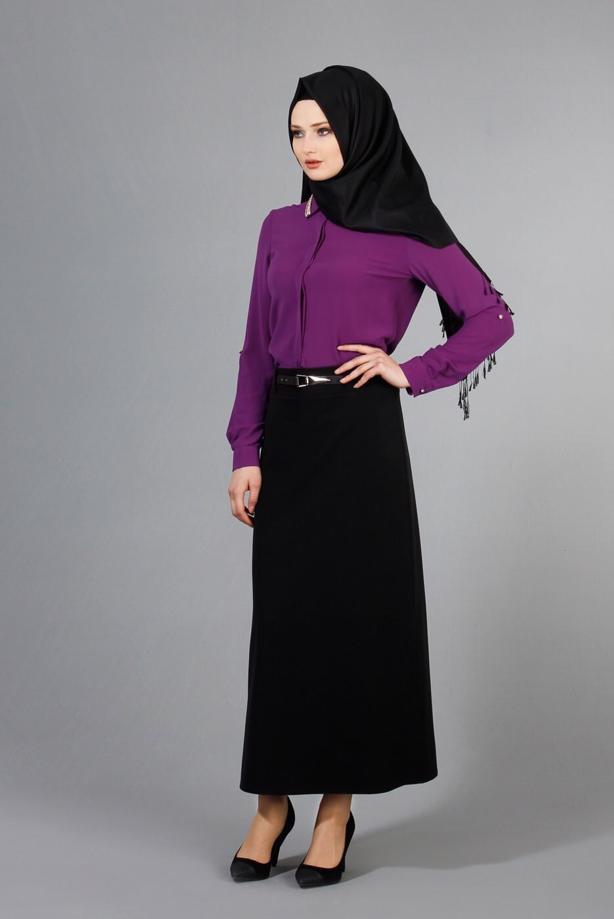 Tesettür giyim  T 2770 Helly Yakası Taş Detaylı Bluz - TRENDTESETTÜR