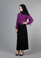 Vêtements hijab POURPRE T 2770 Helly Yakası Taş Detaylı Bluz