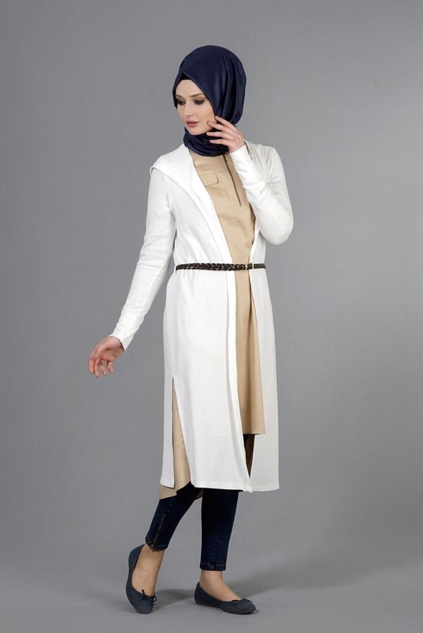 Tesettür giyim  KAPÜŞONLU TRİKO HIRKA 4956  - TRENDTESETTÜR