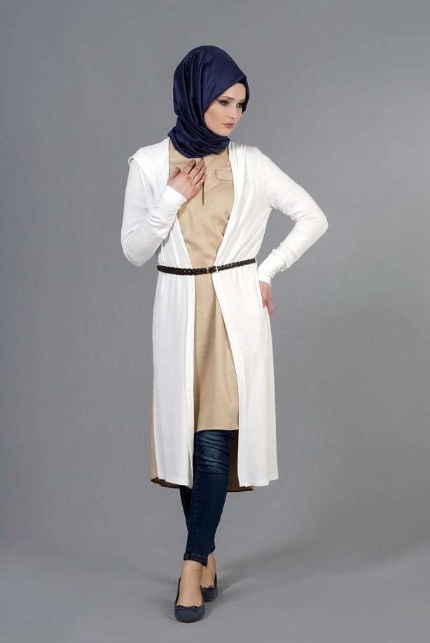 Tesettür giyim  KAPÜŞONLU TRİKO HIRKA 4956  - TRENDTESETTÜR