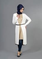 Vêtements hijab CRÈME CARDIGAN EN MAILLE À CAPUCHE 4956