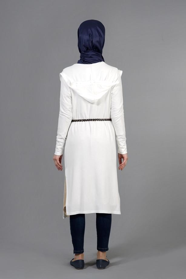 Tesettür giyim  KAPÜŞONLU TRİKO HIRKA 4956  - TRENDTESETTÜR